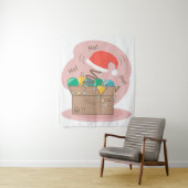 Tenture Boite artisanale avec décoration de Noël et chapea (En situation)