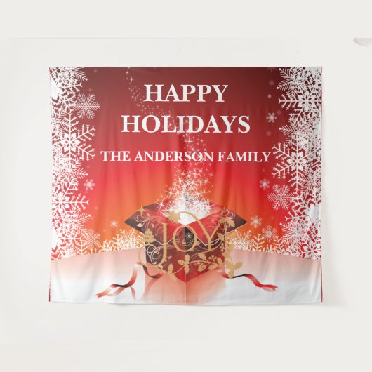 Tenture Boîte cadeau d'hiver surprise Flambeaux de neige r (Devant (Horizontal))