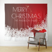 Tenture boîte de Noël surprise Flammes de neige rouge blan (En situation (horizontale))