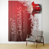 Tenture boîte de Noël surprise Flammes de neige rouge blan (En situation)