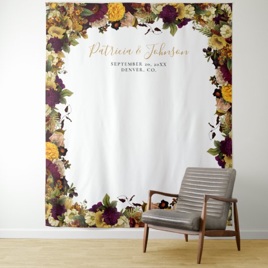 Tenture Boite de photo à fleurs rustique mariage de automn (En situation)