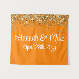 Tenture Boitier photo Orange Gold Mariage personnalisé