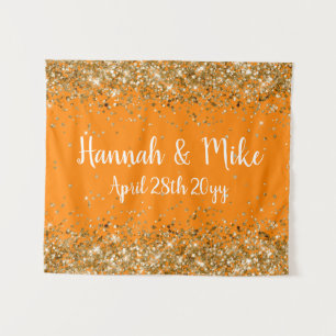 Tenture Boitier photo Orange & Mariage Gold personnalisé