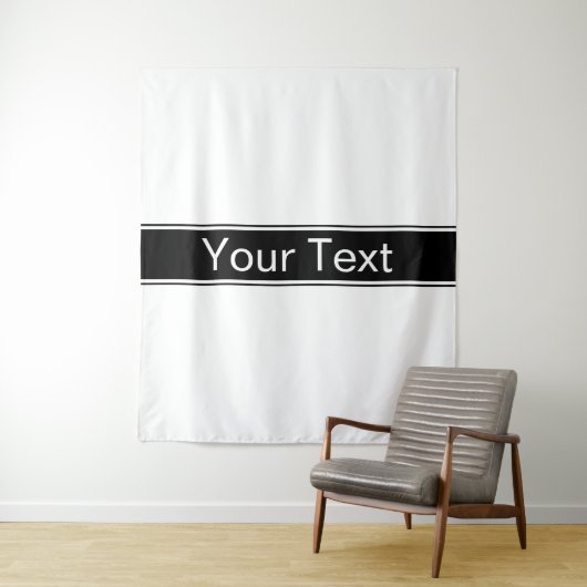 Tenture Bold Black & White Stripe Editable Text (En situation)