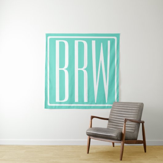 Tenture Bold Modern | White on aqua (En situation)