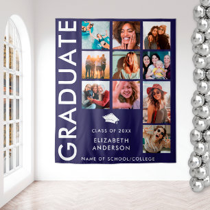 Tenture Bold Navy Blue Photo Backdrop pour Graduation Part
