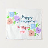 Tenture Bon thanksgiving bleu violet rose ajouter famille  (Devant (Horizontal))