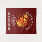 Tenture BON THANKSGIVING Bourgogne Floral Christian (Devant (Horizontal))