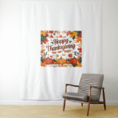 Tenture Bon thanksgiving - Citrouilles d'automne et feuill (En situation)