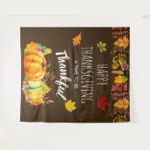 Tenture Bon thanksgiving Citrouilles et chaudière (Devant (Horizontal))