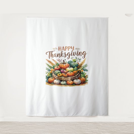 Tenture Bon thanksgiving - Panier de récolte avec Citrouil (Devant)