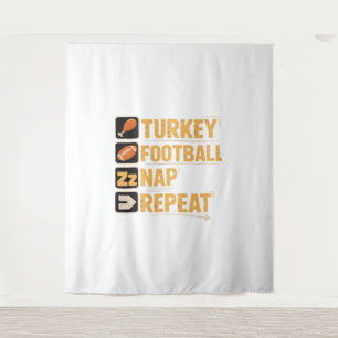 Tenture Bon thanksgiving Turquie Football Nap Repeat Funn