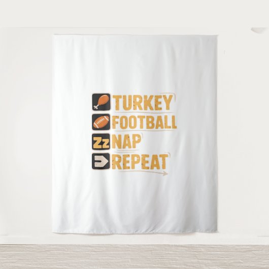 Tenture Bon thanksgiving Turquie Football Nap Repeat Funn (Devant)