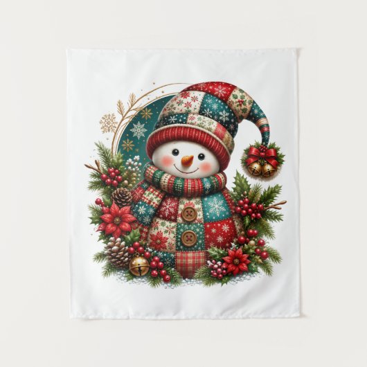 Tenture Bonhomme de neige en patchwork de Noël (Devant)