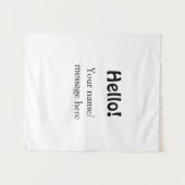 Tenture Bonjour ajouter un message de nom simple minimum é (Devant (Horizontal))