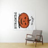 Tenture Bonjour citrouille jack-o-lanterne illustration, N (En situation (horizontale))