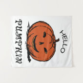 Tenture Bonjour citrouille jack-o-lanterne illustration, N (Devant (Horizontal))
