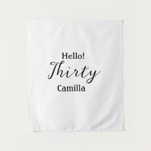 Tenture Bonjour trente anniversaire nom simple minimal élé
