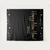 Tenture Bonne année 2022 Script Black Gold Confetti (Devant (Horizontal))