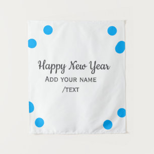 Tenture Bonne année avec des pois bleus heureux ajoutez un