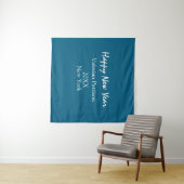 Tenture Bonne année bleue nom lieu année boho simple (En situation (horizontale))