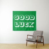 Tenture Bonne chance, vert blanc (En situation (horizontale))