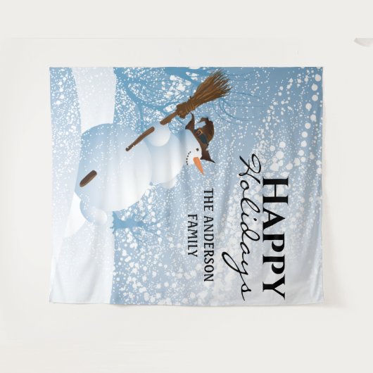 Tenture Bonne fête de fin d'année famille joyeux bonhomme (Devant (Horizontal))