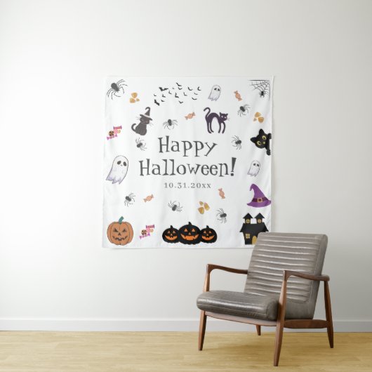 Tenture Bonne fête d'Halloween (En situation)
