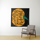 Tenture Bonne lettre Halloween sur citrouille sculpté (En situation (horizontale))