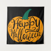 Tenture Bonne lettre Halloween sur citrouille sculpté (Devant)