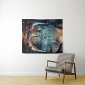 Tenture Bonne maman d'Halloween dans un cimetière (En situation (horizontale))