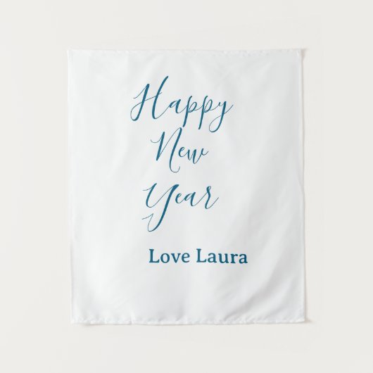 Tenture Bonne nouvelle année ajouter nom amour bleu simple (Devant)