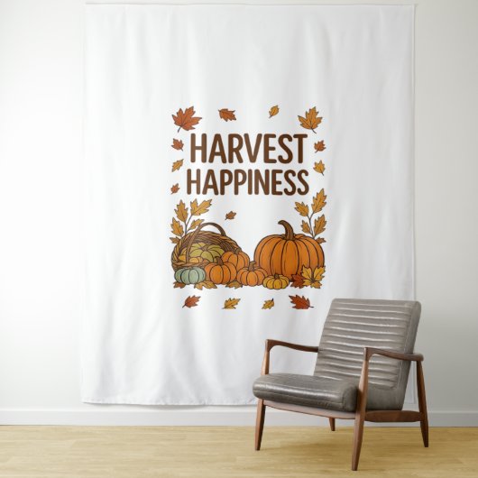 Tenture Bonne récolte - Citrouille d'automne et feuilles d (En situation)