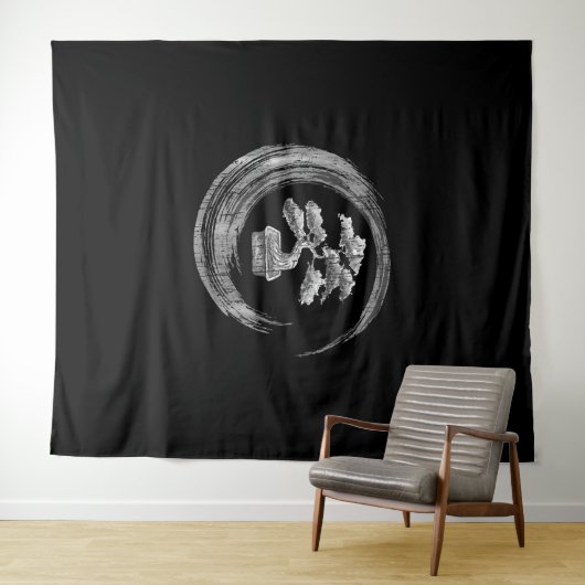Tenture bonsai tree enso circlezen calligraphie art (En situation (horizontale))