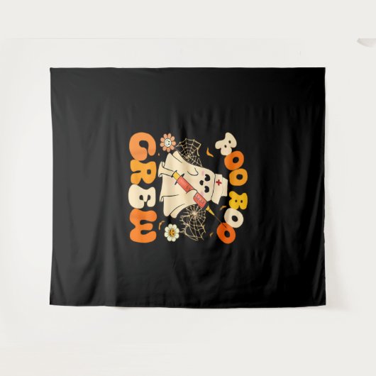 Tenture Boo Boo Crew Drôle Fantôme Pour Infirmière, Rétro (Devant (Horizontal))