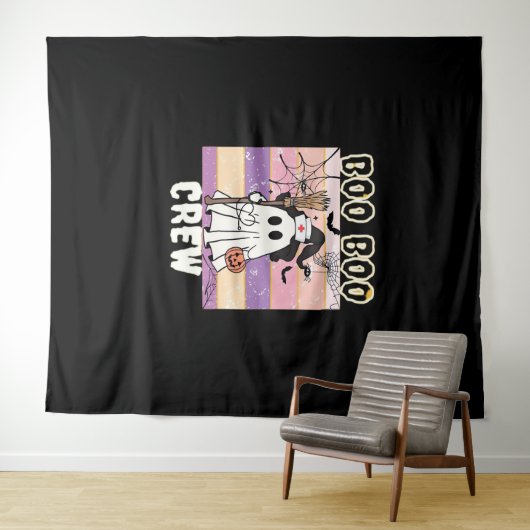 Tenture Boo Boo Crew Halloween Ghost Nurse Essential T-Shi (En situation (horizontale))