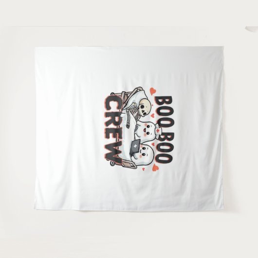 Tenture Boo Boo Crew mignon Halloween Infirmière Fantômes (Devant (Horizontal))