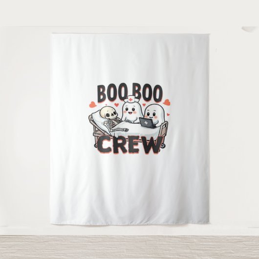 Tenture Boo Boo Crew mignon Halloween Infirmière Fantômes  (Devant)