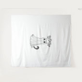 Tenture Boo Kitty Cute Ghost Chat Halloween Éffrayant Kitt (Devant (Horizontal))