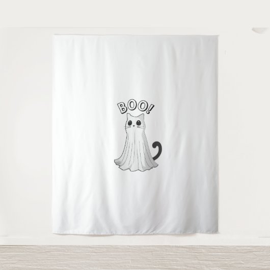 Tenture Boo Kitty Cute Ghost Chat Halloween Éffrayant Kitt (Devant)