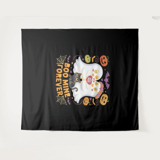 Tenture Boo Mine Forever Mignonne Fantômes Noir Chat Aimer (Devant (Horizontal))