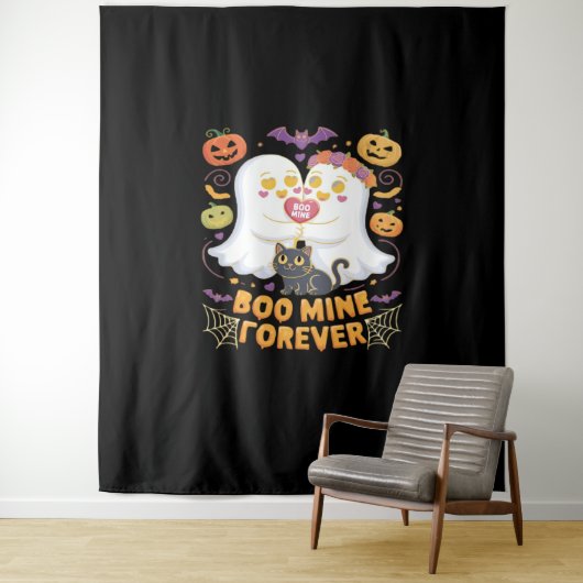 Tenture Boo Mine Forever Mignonne Fantômes Noir Chat Aimer (En situation)
