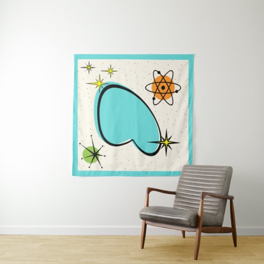 Tenture Boomerang atomique rétro et Starburst Tapestry (En situation (horizontale))