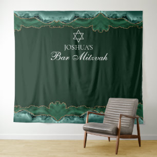 Tenture Boot photo personnalisé Bar Mitzvah Party Green Go