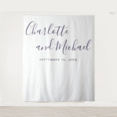 Tenture Booth Mariage de photos violet Script (Devant)