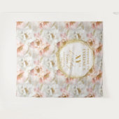 Tenture Booth Photo Anniversaire Doré Ivoire Rosé Pailleté (Devant (Horizontal))