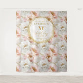 Tenture Booth Photo Anniversaire Doré Ivoire Rosé Pailleté (Devant)