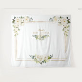 Tenture Booth Photo Bébé Fleur Blanche Or (Devant (Horizontal))