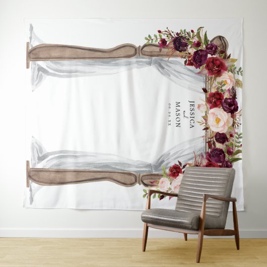 Tenture Booth Photo Boho Burgundy Arch Mariage Arch En arr (En situation (horizontale))