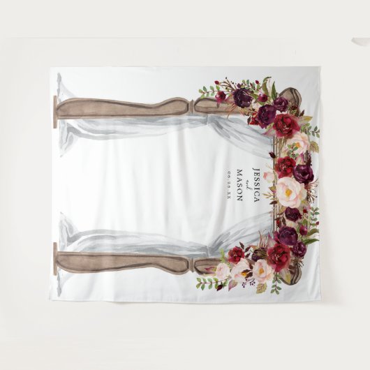Tenture Booth Photo Boho Burgundy Arch Mariage Arch En arr (Devant (Horizontal))